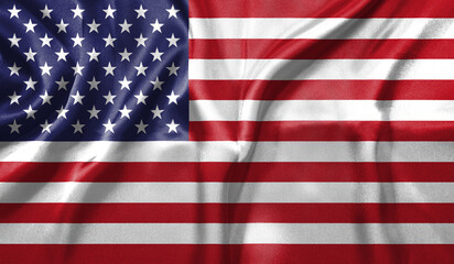 Fototapeta premium United States of America flag wave close up. Full page United States of America flying flag. Highly detailed realistic 3D rendering