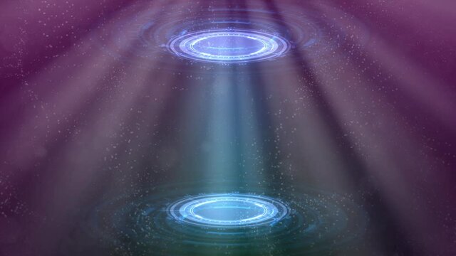 vivid modern background of two UI or HUD circles, teleport concept