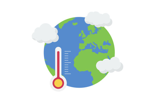 Global warming icon. Earth with thermometer