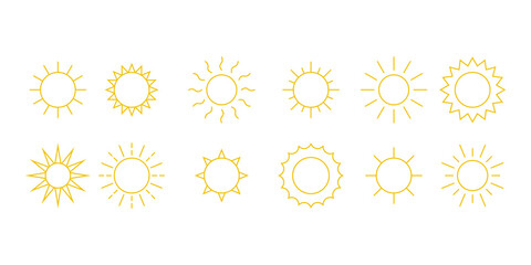 Sun icon set line style