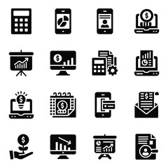 
Pack of Digital Analytics Glyph Icons 
