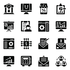 
Pack of Web Settings and Ecommerce Glyph Icons 
