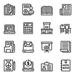 
Pack of Office Equipment Linear Icons
