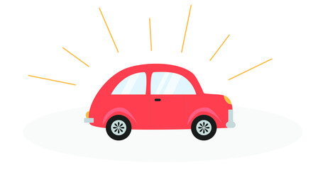 Red car. Vector illustration. Flat illustration.