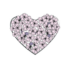 Heart made from cherry flowers. Vector illustration.