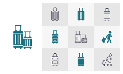 Set of Travel Bag flat icon vector template, Travel design icon concepts, Creative design
