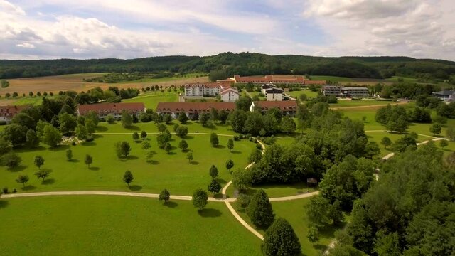 Aerial photography of the city of Bad Rodach in Bavaria. Germany.