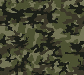 Fototapeta premium Camouflage vector khaki pattern seamless design on textiles. Army texture.