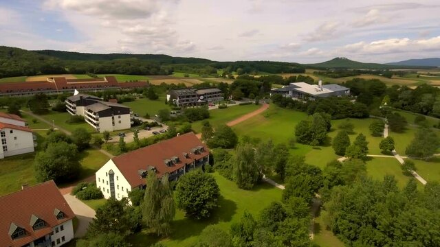 Aerial photography of the city of Bad Rodach in Bavaria. Germany.