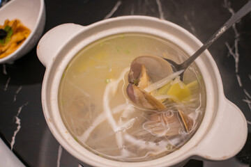 Clam soup a traditional Chinese cuisine in Fujian, China.