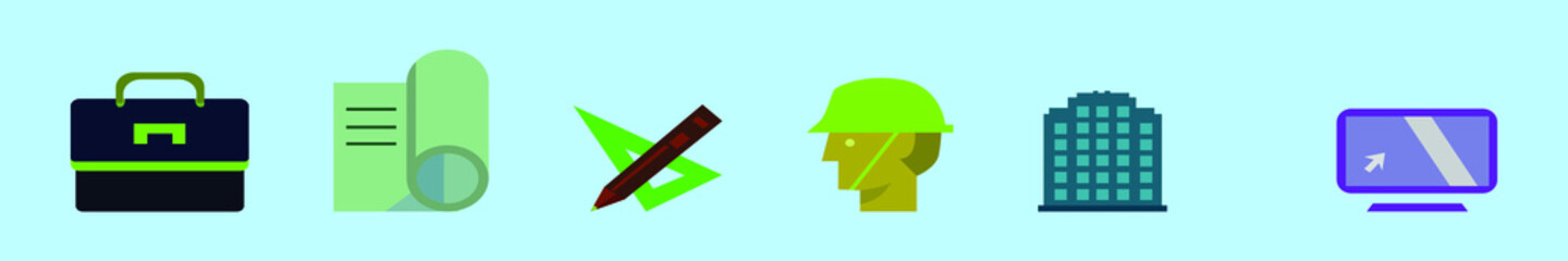 set of surveyor cartoon icon design template with various models. isolated vector illustration on blue background