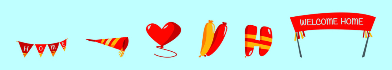 set of welcome home cartoon icon design template with various models. vector illustration isolated on blue background