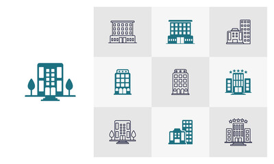 Set of Hotel icon vector template, Travel design icon concepts, Creative design