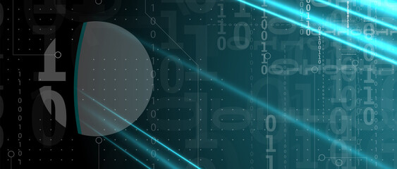 Bytes of binary code run through network. Abstract futuristic technology syberspace