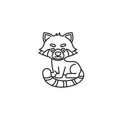 cute red panda cartoon character vector line icon