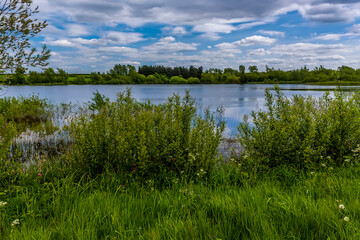A view across the expanse of Cropston Reservoir in Leicestershire in summertime