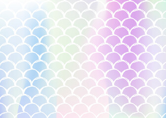 Gradient mermaid background with holographic scales. Bright color transitions. Fish tail banner and invitation. Underwater and sea pattern for girlie party. Spectrum backdrop with gradient mermaid.