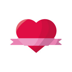 heart love with ribbon valentines day icon