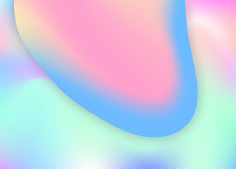 Fluid shape. Holographic 3d backdrop with modern trendy blend. Vivid gradient mesh. Rainbow book, presentation layout. Fluid shape background with liquid dynamic elements.