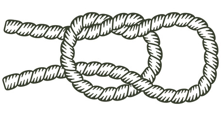 Running knot, rope with fill. Knot made with a rope with the interior filled with color.