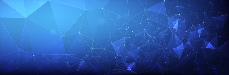 Abstract blue background. Low poly structure. Thin line triangles. Futuristic vector illustration