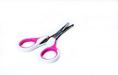 Baby pink scissors, isolated on white