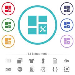 Dashboard tools flat color icons in circle shape outlines