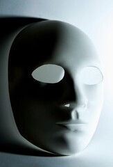 Human white face mask, isolated on white