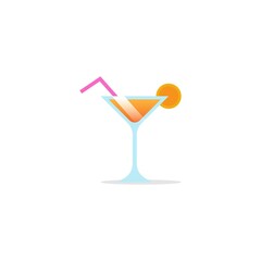 Flat Coctail vector illustration, coctail flat icon, isolated on white background
