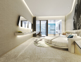 3d render of luxury hotel room