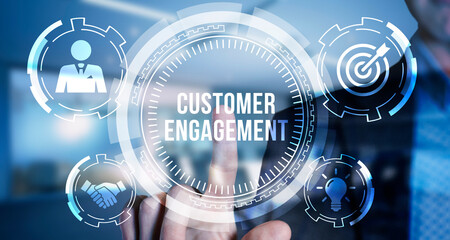 Internet, business, Technology and network concept. Shows the inscription: CUSTOMER ENGAGEMENT