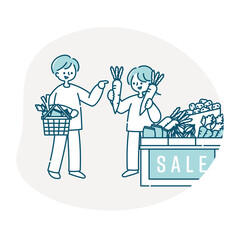 買い物をする夫婦