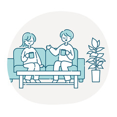 ソファーでくつろぐ夫婦