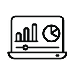 Business graph on computer screen icon, Business vector illustration. Internet learning video.