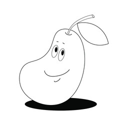 Funny pear, character, line art, for poster, cards adn design
