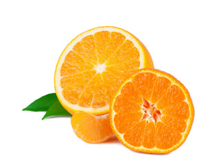 Tangerine and orange isolated on a white background.