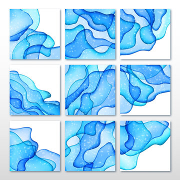 Abstract Backgrounds With Blue Alcohol Ink Texture