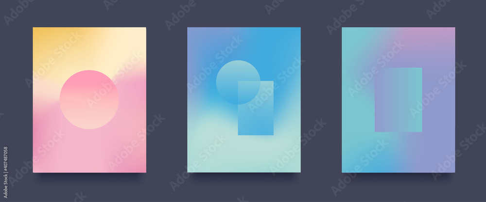 Poster abstract geometric background set. minimalistic gradient patterns with geometric shapes. vector illu