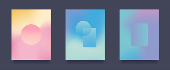 Abstract geometric background set. Minimalistic Gradient Patterns with Geometric Shapes. Vector illustration