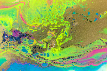 Beautiful vivid marble pattern. Fluorescent bright background.