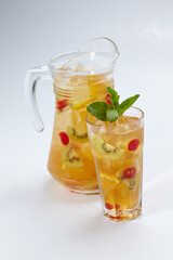 fresh lemonade with fruits and mint