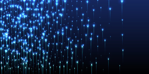 Dynamic vertical line rays data flows vector.