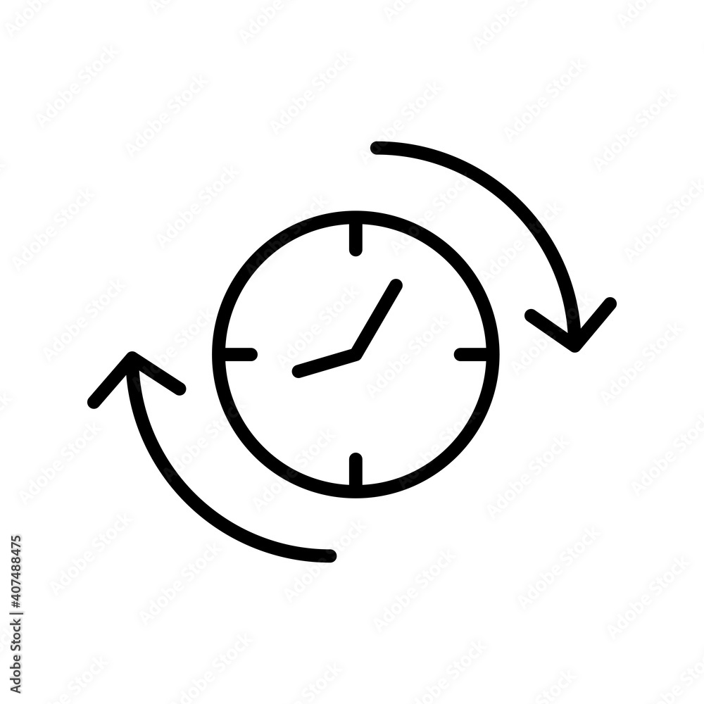 Poster time clock watch with arrows line style icon