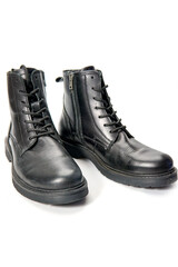 Closeup of beautiful and comfortable winter men's shoes from isolated on white background.