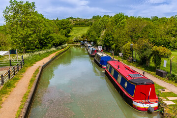 A view down the Oxford Canal towards Napton, Warwickshire in summertime