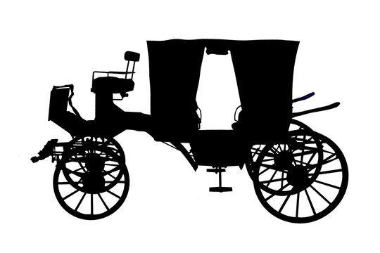 black silhouette of the carriage is isolated on a white background