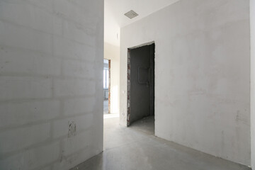 interior of the apartment without decoration in gray colors