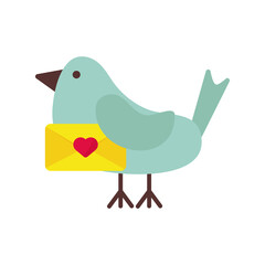 dove with heart love in envelope valentines day icon
