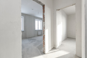 interior of the apartment without decoration in gray colors