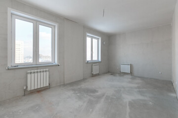 interior of the apartment without decoration in gray colors